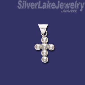 Sterling Silver Bead Cross Charm Pendant - Click Image to Close