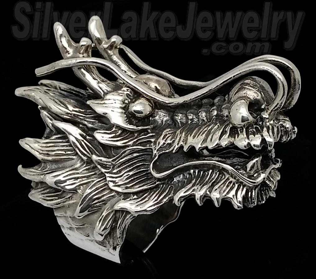 Sterling Silver Big Dragon Head Ring sz 12 - Click Image to Close