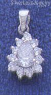 Sterling Silver CZ Flower Charm Pendant