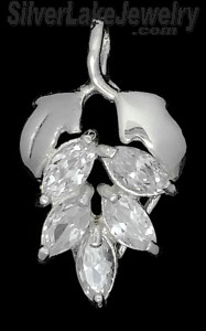 Sterling Silver CZ Grapes Charm Pendant