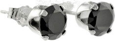 Sterling Silver 6mm Round Black CZ Stud Earrings