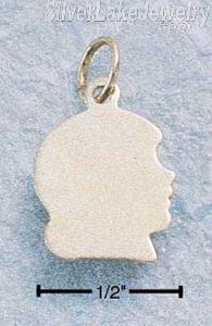 Sterling Silver Small High Polish Engravable Girl Profile Charm