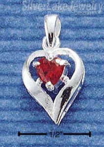 Sterling Silver January Cubic Zirconia Heart Pendant