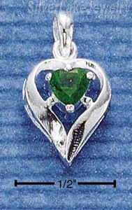Sterling Silver May Cubic Zirconia Heart Pendant