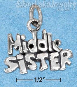 Sterling Silver Antiqued "Middle Sister" Charm