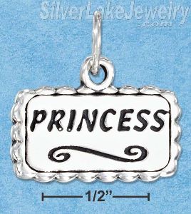 Sterling Silver Antiqued Plaque With "Princess" Charm
