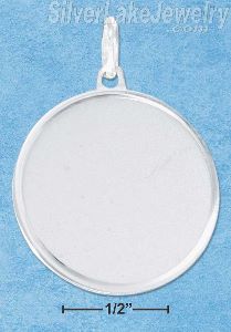 Sterling Silver 24mm Round Engravable Disk Charm With Satin Finish