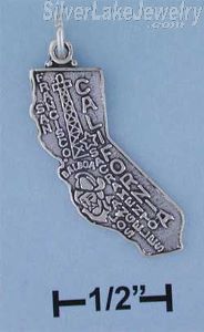 Sterling Silver Antiqued California State Charm