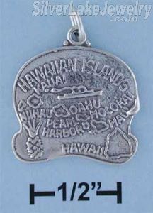 Sterling Silver Antiqued Hawaii State Charm