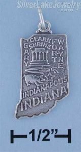 Sterling Silver Antiqued Indiana State Charm