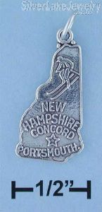 Sterling Silver Antiqued New Hampshire State Charm
