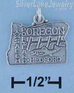 Sterling Silver Antiqued Oregon State Charm