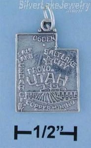 Sterling Silver Antiqued Utah State Charm