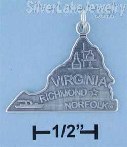 Sterling Silver Antiqued Virginia State Charm