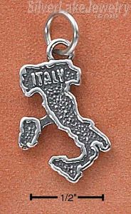 Sterling Silver Antiqued "Italy" Map Charm