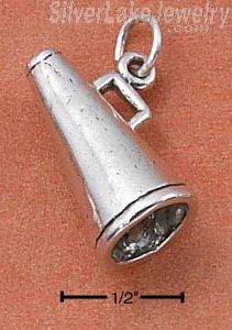 Sterling Silver Three Dimensional Megaphone Charm