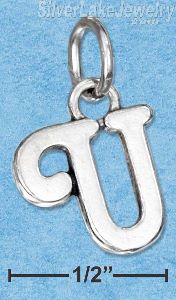 Sterling Silver Scrolled Letter "U" Charm