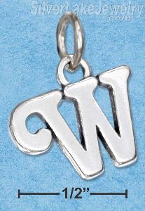 Sterling Silver Scrolled Letter "W" Charm