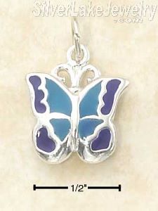 Sterling Silver Enamel Purple And Blue Butterfly Charm