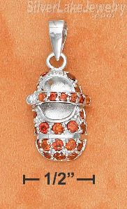 Sterling Silver January Cubic Zirconia Baby Shoe Pendant
