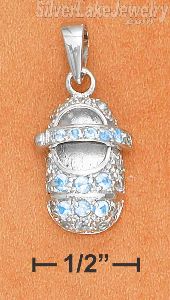 Sterling Silver March Cubic Zirconia Baby Shoe Pendant