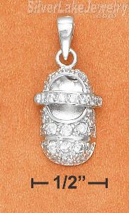 Sterling Silver April Cubic Zirconia Baby Shoe Pendant