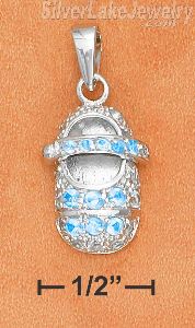 Sterling Silver December Cubic Zirconia Baby Shoe Pendant