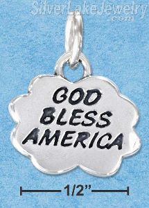 Sterling Silver High Polish "God Bless America" In Cloud Charm