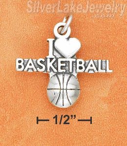 Sterling Silver Antiqued "I Heart Basketball" With Basketball Charm