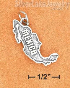 Sterling Silver Antiqued "Mexico" Map Charm