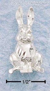 Sterling Silver Diamond Cut Long Ear Rabbit Prndant