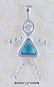 Sterling Silver December Cubic Zirconia Birthstone Girl Pendant