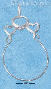 Sterling Silver Triple Open Heart Charmholder