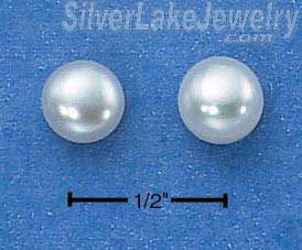 Sterling Silver White Fresh Water Pearl Button Post Earrings