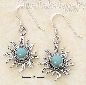 Sterling Silver Turquoise Sun Earrings On French Wires