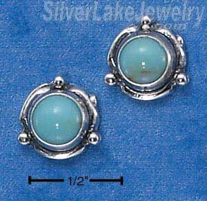 Sterling Silver Mini Flower Concho Turquoise Earrings On Posts