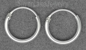 Sterling Silver 10mm Endless Hoop Earrings 1mm tubing