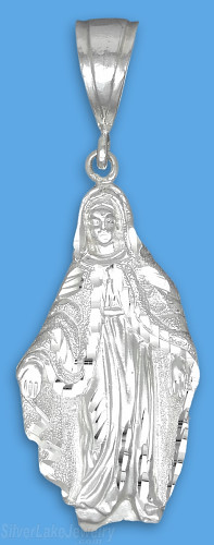 Sterling Silver Large Diamond-cut Virgin Mary Mother of Jesus Charm Pendant