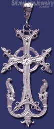 Sterling Silver DC Big Cross w/Birds Charm Pendant