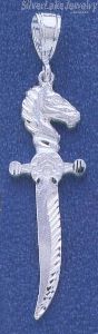 Sterling Silver DC Sword w/Horse Head Handle Charm Pendant