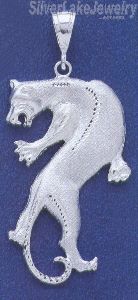 Sterling Silver Diamond-Cut Big Puma Panther Extra Large Charm Pendant
