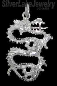 Sterling Silver Diamond-Cut Dragon Charm Pendant