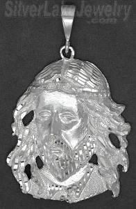 Sterling Silver Big Diamond-cut Jesus Christ Face Very Large Charm Pendant
