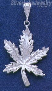 Sterling Silver Diamond-Cut Big Marijuana Pot Leaf Charm Pendant