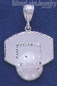 Sterling Silver DC Basketball & Backboard Charm Pendant