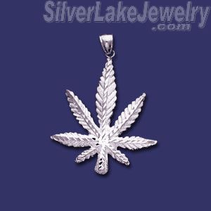 Sterling Silver DC Big Marijuana Pot Leaf Charm Pendant