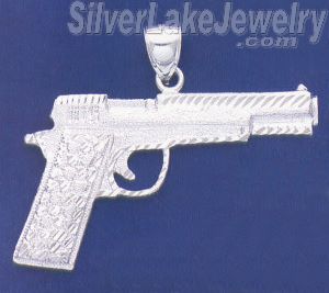 Sterling Silver DC Big Pistol Handgun Charm Pendant