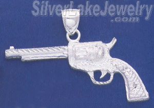 Sterling Silver DC Big Revolver Handgun Charm Pendant