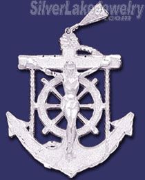 Sterling Silver DC Anchor Cross Crucifix Charm Pendant