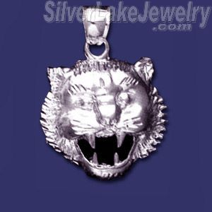 Sterling Silver DC Tiger Head Charm Pendant